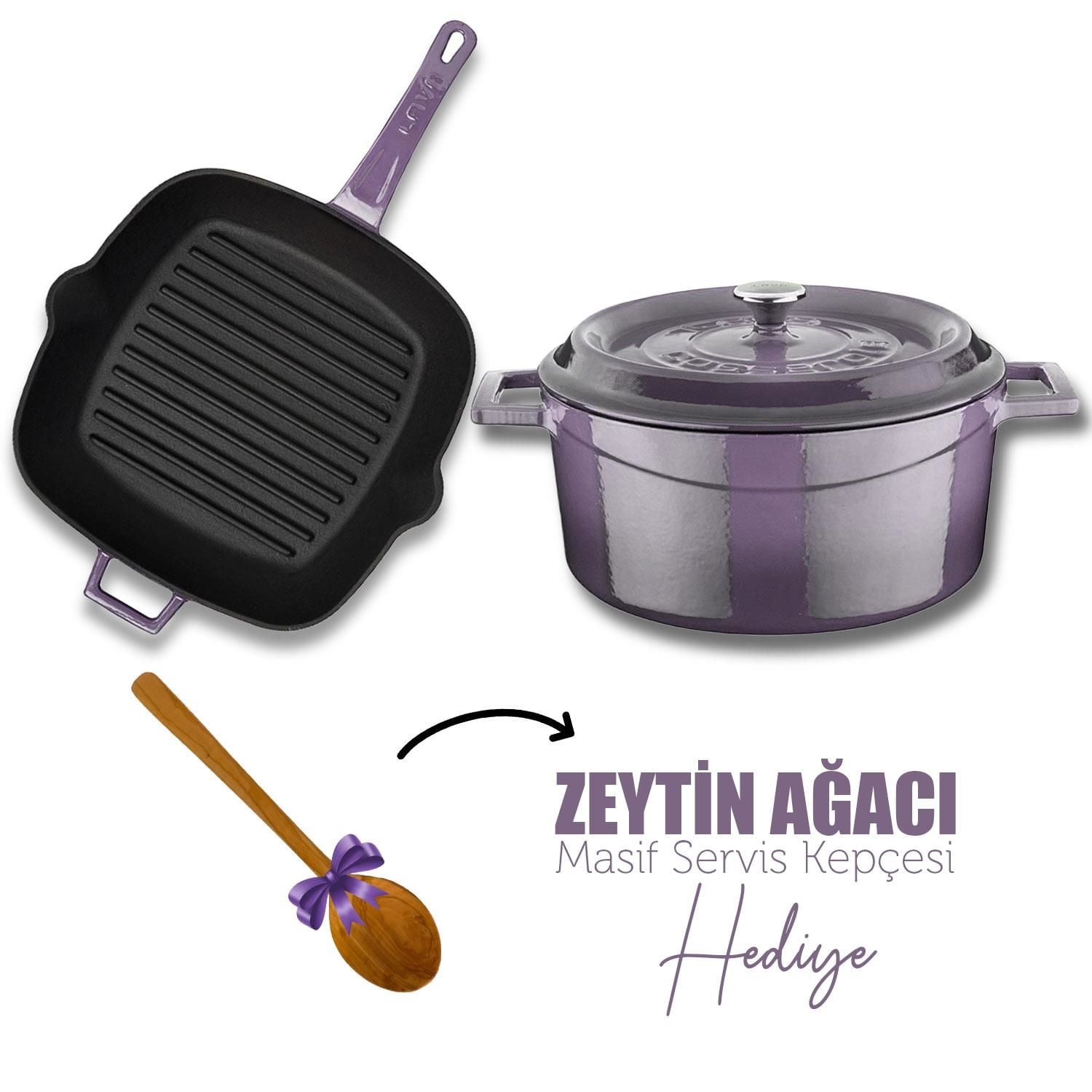 Lava Döküm Trendy 4 Parça Tencere Tava Seti Mor