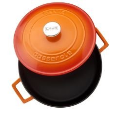 Lava Döküm Çok Amaçlı Yayvan Tencere Çap(Ø)28 cm. Folk Serisi - Turuncu