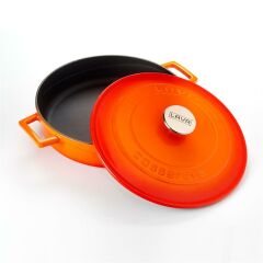 Lava Döküm Çok Amaçlı Yayvan Tencere Çap(Ø)28 cm. Folk Serisi - Turuncu