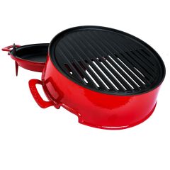 Lava Döküm Yuvarlak Mangal Izgara Set Döküm Demir Yekpare Çift Kulplu Çap (Ø)36cm. - Kırmızı