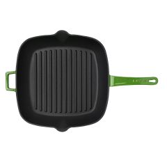 Lava Döküm Kare Izgara Tavası Ölçü 28x28cm. Cam Kapaklı Döküm Demir Yekpare Saplı