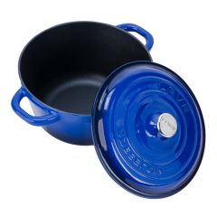 Lava Döküm Yuvarlak Tencere Döküm Demir Kapak New Heritage Serisi Çap(Ø)24cm. - Mavi