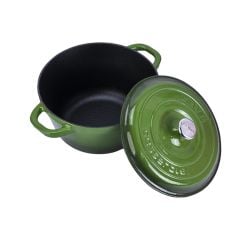 Lava Cast Round Pot Cast Iron Lid New Heritage Series Diameter (Ø)24cm. - Green