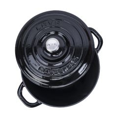 Lava Döküm Yuvarlak Tencere Döküm Demir Kapak New Heritage Serisi Çap(Ø)26cm. - Siyah