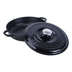Lava Cast Multi-Purpose Flat Pot New Heritage Series Diameter (Ø)28cm. - Black