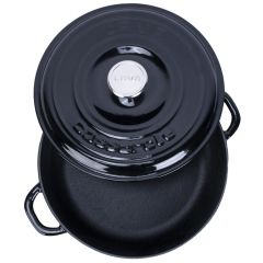 Lava Cast Multi-Purpose Flat Pot New Heritage Series Diameter (Ø)28cm. - Black