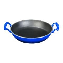 Lava Döküm Yuvarlak Sahan Çap(Ø)24cm. Döküm Demir Yekpare Çift Kulplu  - Mavi