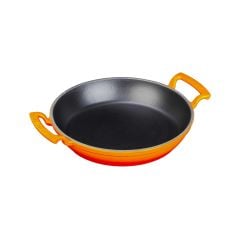 Lava Döküm Yuvarlak Sahan  Çap(Ø)24cm. Döküm Demir Yekpare Çift Kulplu - Turuncu