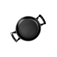 Lava Döküm Yuvarlak Sahan Çap(Ø)20cm. Döküm Demir Yekpare Çift Kulplu - Siyah