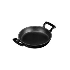 Lava Döküm Yuvarlak Sahan Çap(Ø)20cm. Döküm Demir Yekpare Çift Kulplu - Siyah