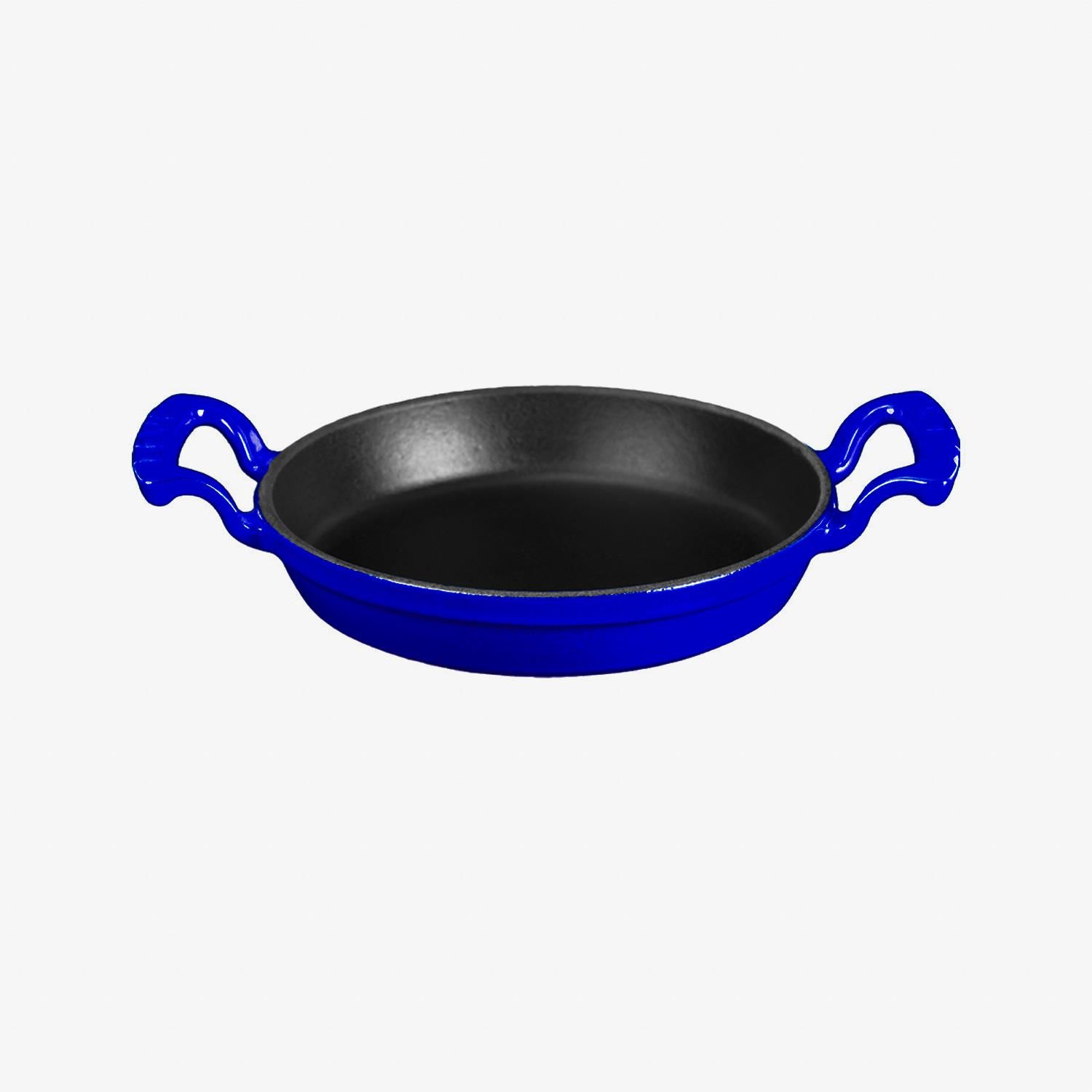 Lava Döküm  Yuvarlak Sahan Çap(Ø)20cm. Döküm Demir Yekpare Çift Kulplu - Mavi