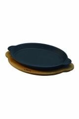 Lava Oval Kulplu Ve Ahşap Altlıklı Fajita Tavası 18X24 Cm