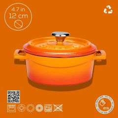 Lava Döküm Yuvarlak Tencere. Trendy Çap(Ø) 12cm. - Turuncu