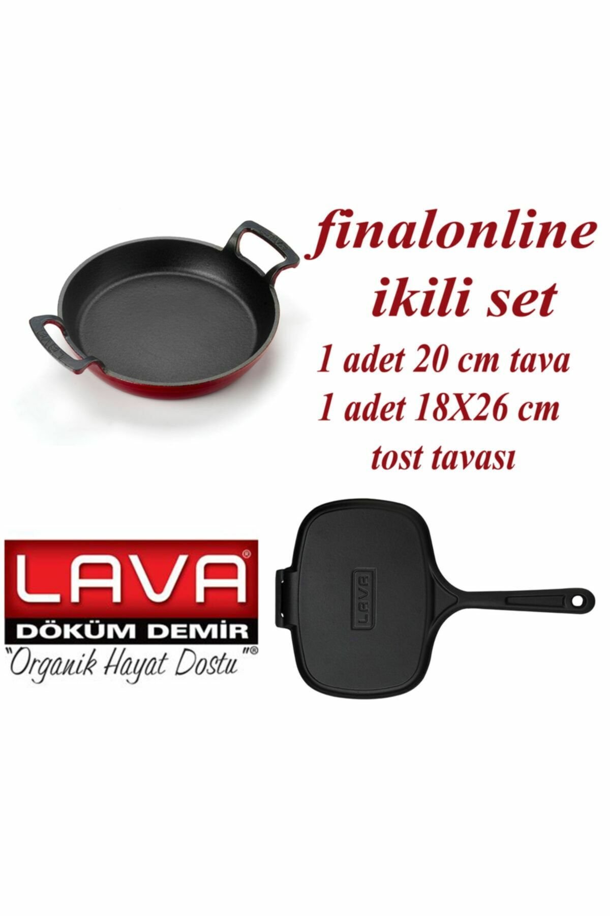 Finalonline Ikili Döküm Seti 18x26 Cm Tost Tavası+20 Cm Tava-sahan Garantili Tava