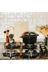 Cast Iron Eight-Piece Pots and Pans Set Trendy Black Silicone Handle