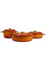 24 cm deep-24 cm shallow-28 cm shallow orange pot set