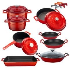 Lava Döküm 13 Parça Everyday Tencere Tava Seti Trendy Silikon Tutacak ve Ahşap Kaşık Hediyeli